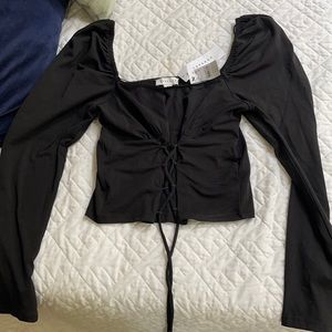 Topshop Puff Sleeves Corset Crop Top